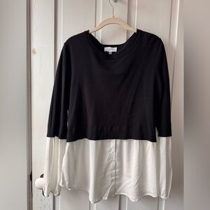 Sweater shirt combo top. Size L